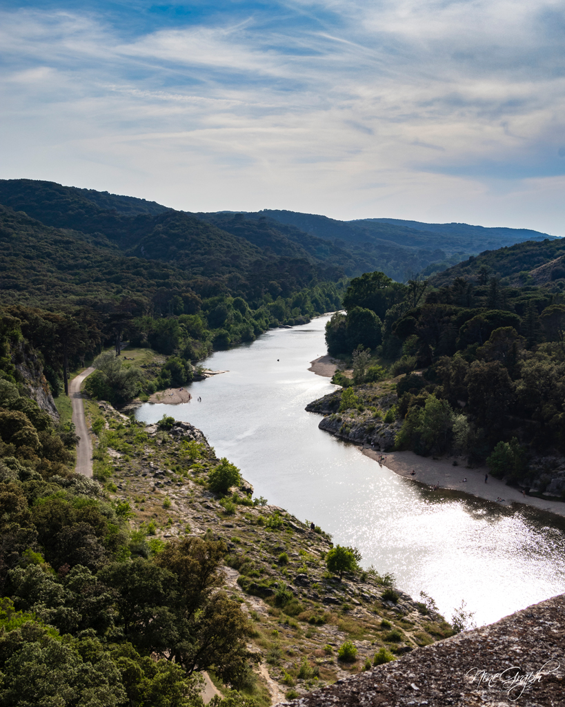La rivière du Gardon, pont du Gard